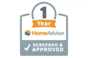 HomeAdvisor certification badge for one year of screening and approval.