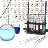 Laboratory water testing setup with test tubes, beakers, and a water sample in a petri dish.