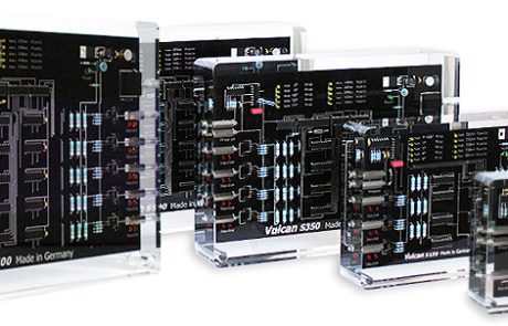 Collection of Vulcan S500 and S600 water treatment control panels with electronic components.