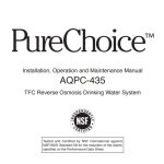 PureChoice Reverse Osmosis System Owners Manual cover page with NSF certification.
