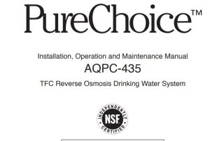 PureChoice Reverse Osmosis System Owners Manual cover page with NSF certification.