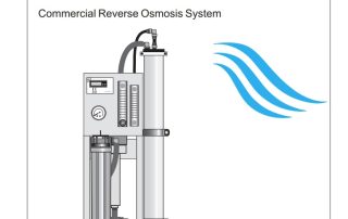 Diagram of AQRO 2200LE Commercial Reverse Osmosis System with water flow lines.