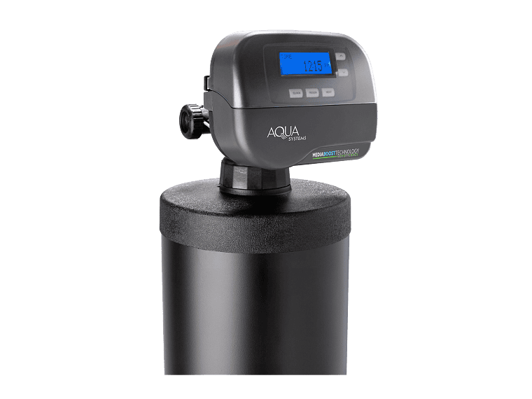 Water treatment system with digital control panel for water testing and treatment.
