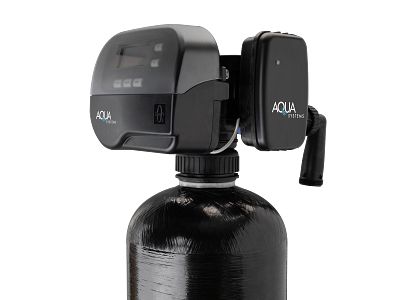 Water treatment system with control unit and black tank for water filtration.