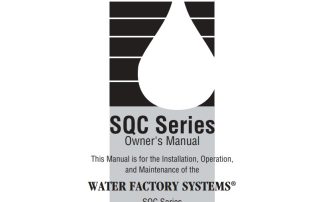 SQC Series Reverse Osmosis System Owners Manual cover with water droplet logo.