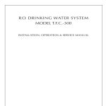 Cover page of the TFC 300 Reverse Osmosis System manual for water treatment.