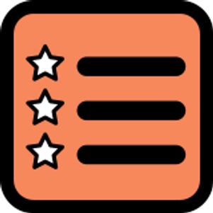 Checklist icon with three stars and lines for tasks or ratings.