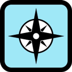 Compass icon with a light blue background, used for navigation or location services.