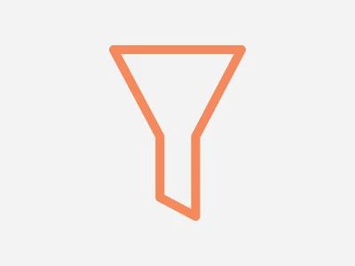 Simple orange funnel icon on a light gray background.