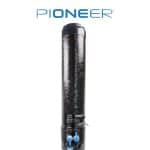 Pioneer water treatment filter with black carbon fiber exterior and blue valves.