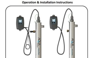Aqua Systems IntelliPure UV water treatment system manual cover with two UV units and control panels.
